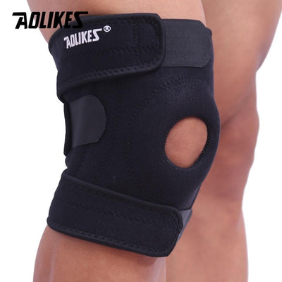 Sports knee pad with silicone cushion. Protect knees and ligament injuries when playing soccer, cycling, gym, jogging...